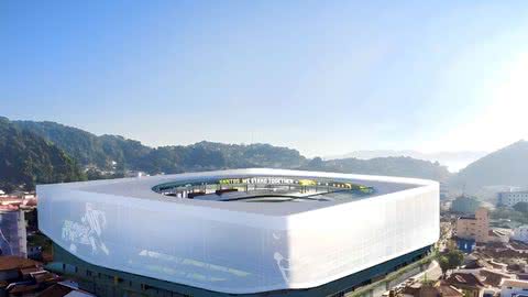 A nova Vila terá 27 lojas internas, com estacionamento para 576 veículos - Imagem: Santos FC