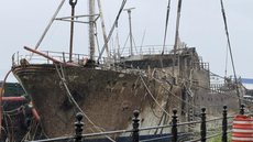 Histórico navio de pesquisas científicas recupera flutuabilidade e passará por perícia em estaleiro - Imagem: Divulgação