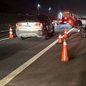 Acidente com motociclista provocou bloqueio temporário da Rodovia Padre Manoel da Nóbrega no trecho de Praia Grande - Imagem: Reprodução/CCI Artesp
