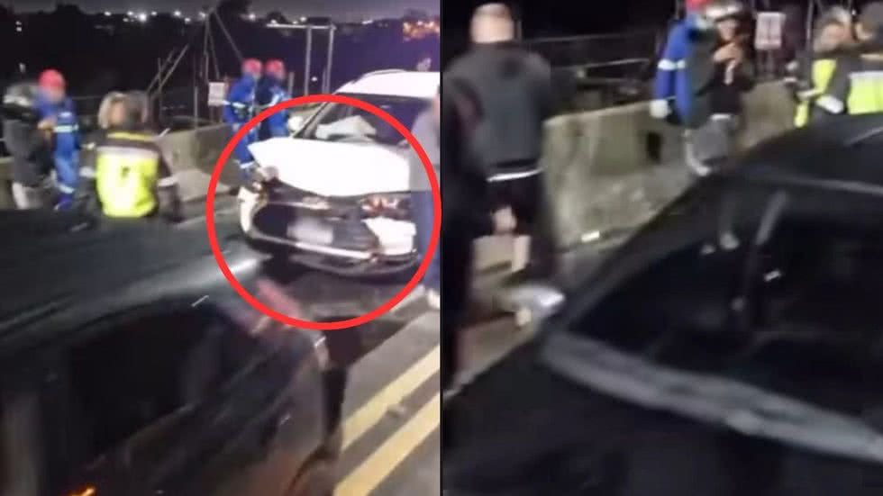 Um motorista de 57 anos foi preso após causar um acidente grave na Ponte dos Barreiros, em São Vicente, deixando duas pessoas feridas - Foto: Reprodução
