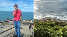 Equipes realizam buscas por adolescente desaparecido após queda no mar no Morro do Maluf, em Guarujá - Imagem: Arquivo Pessoal e Diego Bertozzi/TV Tribuna