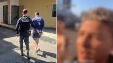 Adolescente foi identificado por câmeras do Centro de Controle Operacional em Santos e encaminhado à Delegacia da Infância e Juventude. Segundo as autoridades, ele é suspeito de divulgar furtos nas redes sociais - Imagem: Divulgação/Prefeitura de Santos e Reprodução