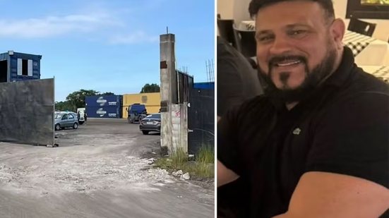 Local onde advogado foi morto durante cumprimento de ordem judicial em São Vicente; polícia busca identificar os responsáveis pelo ataque - Imagem: Daniela Rucio/TV Tribuna e Reprodução