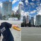 Patrick Zöller registrou a própria reação ao conhecer os edifícios inclinados da orla de Santos durante visita à cidade em agosto. Vídeo publicado pelo casal ultrapassou 3 milhões de visualizações - Imagem: Arquivo Pessoal/Giovanna Oliveira
