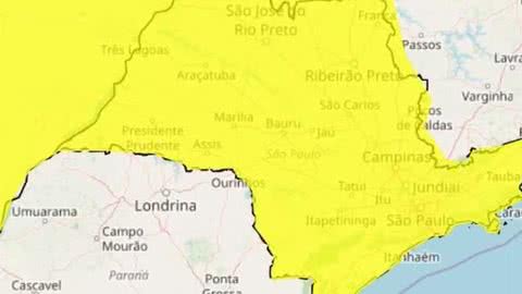 ALERTA AMARELO: litoral de SP entra em estado de atenção com fortes chuvas e rajadas de vento - Imagem: reprodução