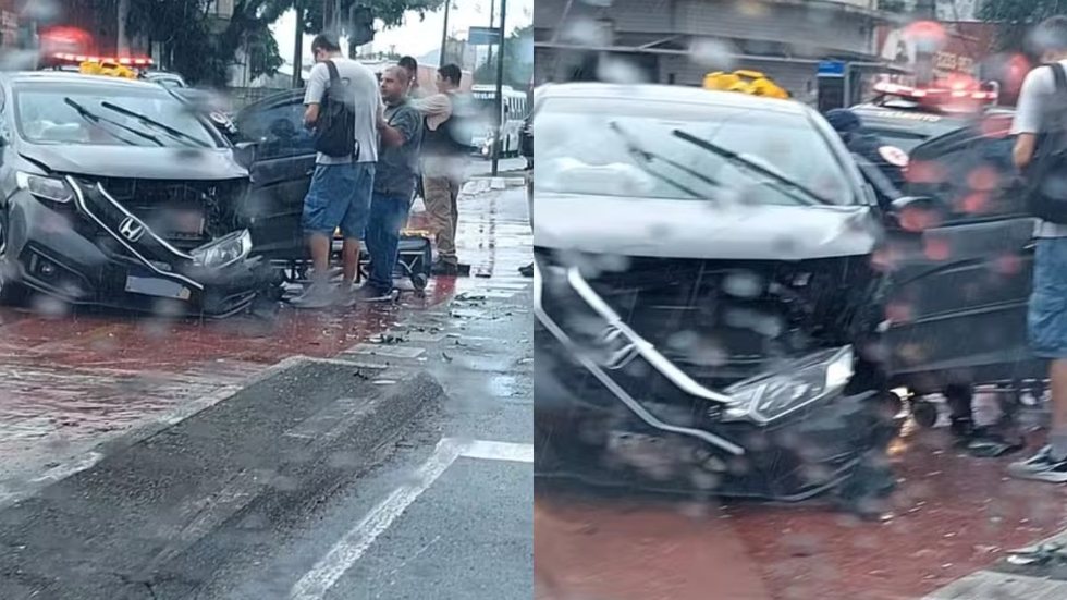 Um dos veículos envolvidos estava com a documentação vencida, levando à intervenção da CET para remoção do carro - Foto: Bruno Guitierrez/ g1