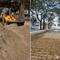 A logística da remoção de areia é complexa e envolve transporte para canais que precisam de sedimento para recuperação - Foto: Francisco Arrais/ Prefeitura de Santos e Reprodução