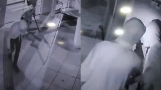 Câmeras de segurança registraram a ação de criminosos em Registro, que levaram R$ 40 mil e um cheque durante a madrugada - Imagem: Reprodução
