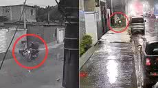 Câmeras de segurança registraram motociclista durante abordagens contra mulheres que circulavam de bicicleta em Guarujá - Imagem: Reprodução