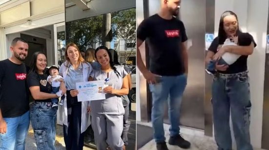 Após nove meses de internação, Zenaldo recebeu alta do Hospital Guilherme Álvaro, em Santos, e iniciou uma nova etapa de cuidados em casa. A despedida foi acompanhada por familiares e profissionais da unidade - Imagem: Arquivo Pessoal