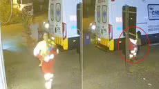 Socorristas atuam rapidamente para reanimar bebê desacordado em base de atendimento na rodovia, em ocorrência registrada no interior de São Paulo - Imagem:  Reprodução/Câmera de Segurança