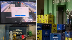 Garrafas, rótulos e equipamentos apreendidos em galpão usado para adulteração de cervejas em Santos. - Imagem: Polícia Civil