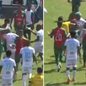 Confusão entre jogadores marcou o fim da final da Série A3 no estádio Ulrico Mursa, em Santos, logo após a conquista do título pela Portuguesa Santista - Imagem: Reprodução/YouTube/Paulistão