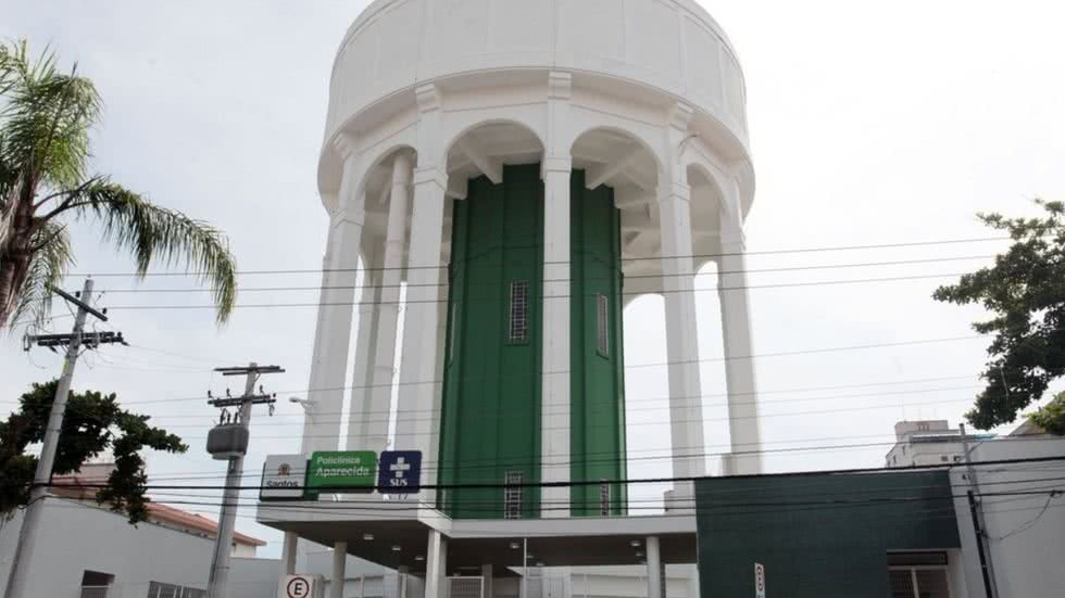 A caixa d'água, construída em 1983, é um símbolo da evolução urbana e da importância da água na zona leste de Santos - Foto: Prefeitura de Santos