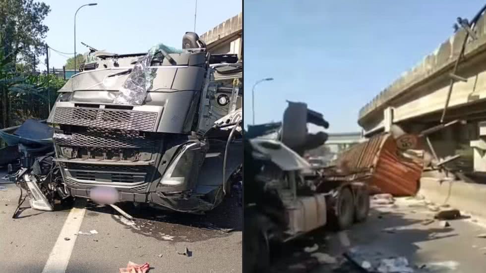 O acidente ocorreu na tarde de quarta-feira, causando a interdição da pista e um congestionamento significativo - Foto: Reprodução/ Redes Sociais