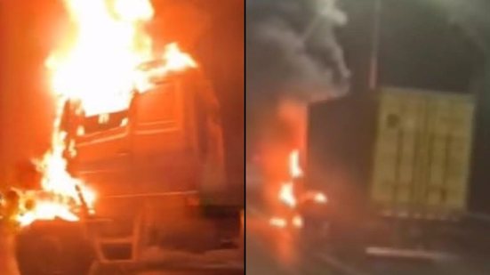 Incêndio ocorreu no km 50 da rodovia, mas não causou fechamento da pista ou congestionamento - Imagem: Reprodução/ Redes Sociais