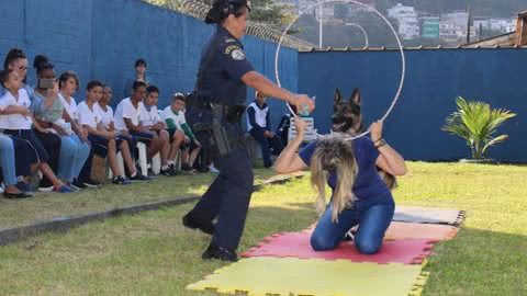 Canil da Guarda Municipal de Santos encanta e alegra crianças autistas - Imagem: reprodução Prefeitura de Santos