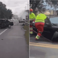 Equipes de resgate atuaram na retirada de motorista que ficou preso às ferragens após colisão frontal registrada na Rodovia Rio-Santos, em Bertioga - Imagem: Reprodução/Redes Sociais
