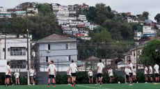 Santos e Palmeiras encerraram os treinamentos para o clássico desta quarta-feira (2), às 21h30, na Vila Belmiro - Imagem: Tv Tribuna