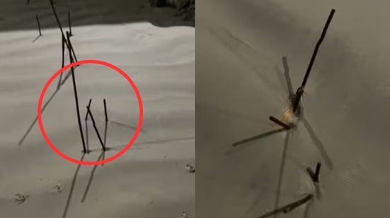 Vistoria revela que ferros na praia são parte de obra irregular, e prefeitura notifica empresa responsável pela remoção - Imagem: Arquivo Pessoal