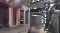 Apesar do susto, ninguém ficou ferido e o fogo foi contido antes de se espalhar para outros imóveis da região - Imagem: Reprodução