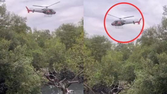 Após confronto com a PM, homem se esconde em área de difícil acesso; helicóptero Águia é acionado para ajudar na busca - Imagem: Reprodução