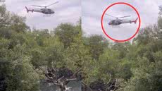 Após confronto com a PM, homem se esconde em área de difícil acesso; helicóptero Águia é acionado para ajudar na busca - Imagem: Reprodução