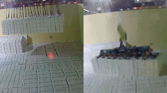 Imagens mostram pânico de trabalhadores após queda de carga no Porto de Santos; felizmente, ninguém ficou ferido - Imagem: Reprodução