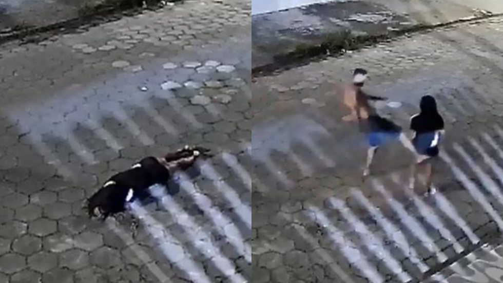 Câmeras de segurança mostram homem agredindo mulher na rua; caso levanta questões sobre violência doméstica e impunidade - Imagem: Reprodução