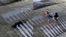 Câmeras de segurança mostram homem agredindo mulher na rua; caso levanta questões sobre violência doméstica e impunidade - Imagem: Reprodução