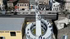 Durante a interdição, o Parque Valongo permanecerá aberto, mas o acesso será feito exclusivamente pela passarela da Alfândega - Foto: Divulgação/ Prefeitura de Santos