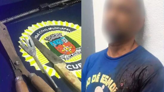 Indivíduo foi detido após ameaçar agentes e resistir à prisão no bairro Vila Nova - Imagem: Reprodução