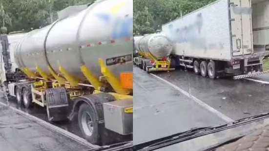 Batida entre duas carretas na Régis Bittencourt mobiliza equipes de resgate e gera preocupação com carga perigosa - Imagem: Reprodução