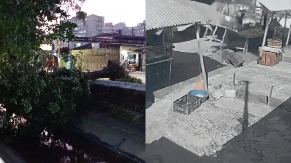 Apesar dos danos materiais, não houve feridos graves, mas a Defesa Civil continua em alerta na região - Imagem: Arquivo Pessoal/Martinho Leonardo e Reprodução