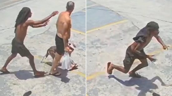 Um morador foi atacado enquanto passeava com seu cachorro na Avenida Dom Pedro I, em Guarujá, em um crime audacioso - Imagem: Reprodução