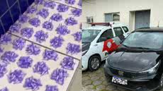 Uma abordagem policial em Mongaguá resultou na prisão de um homem e na apreensão de quase 5 mil doses de drogas, incluindo cocaína e K2 - Foto: Divulgação/ 29° BPMI