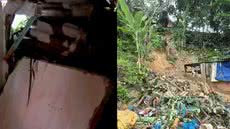 Vídeos mostram o colapso de casas em Guarujá, enquanto equipes de assistência social trabalham para ajudar os desabrigados - Imagem: Reprodução