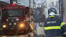 Incêndio em Praia Grande mobiliza 25 bombeiros e nove viaturas para controlar chamas em galpão de lixo eletrônico - Foto: Leandro Guedes/ TV Tribuna