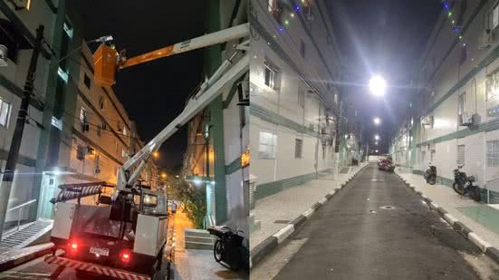 Projeto de modernização inclui 187 pontos de luz em 47 ruas, aumentando segurança e visibilidade para moradores - Foto: Divulgação/ Prefeitura de Santos