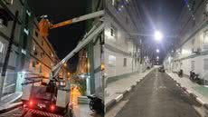 Projeto de modernização inclui 187 pontos de luz em 47 ruas, aumentando segurança e visibilidade para moradores - Foto: Divulgação/ Prefeitura de Santos