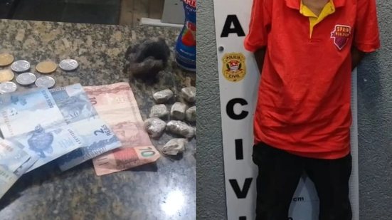 A Guarda Civil Municipal prendeu um homem em flagrante por tráfico de drogas durante patrulhamento na Avenida Deputado Ulisses Guimarães - Foto: Divulgação/ Polícia Civil