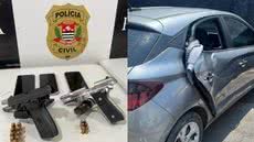 A operação resultou na prisão de três homens e na recuperação de armas e munições em Guarujá - Foto: Divulgação/ Polícia Civil
