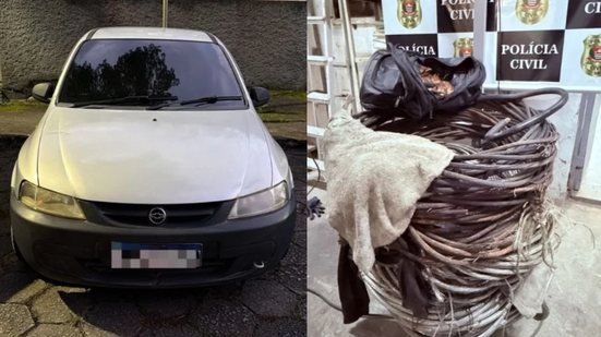 A ação rápida da Polícia Civil resultou na prisão de dois homens e um adolescente após furto de fios de cobre - Imagem: Reprodução