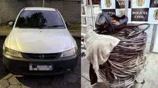 A ação rápida da Polícia Civil resultou na prisão de dois homens e um adolescente após furto de fios de cobre - Imagem: Reprodução