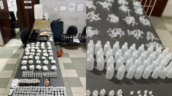 Durante patrulhamento, PM encontra casal vendendo drogas e um depósito com entorpecentes em Itanhaém - Foto: Divulgação/ 29° BPMI