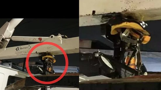 Trabalhador de 48 anos ficou gravemente ferido após estrutura de guindaste atingir sua cabeça - Imagem: Reprodução