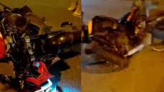 O acidente ocorreu no bairro Samaritá e envolveu dois motociclistas que não conseguiram frear a tempo - Imagem: Reprodução