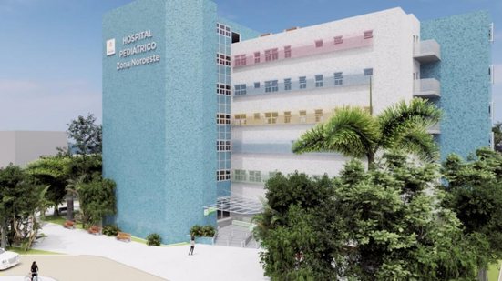 Obras do Complexo Areia Branca em Santos incluem hospital pediátrico e escola, promovendo saúde e educação em um só lugar - Foto: Divulgação/ Prefeitura de Santos