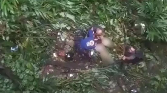 O acidente ocorreu no km 82, onde a motocicleta colidiu com uma barreira de proteção - Imagem: Reprodução