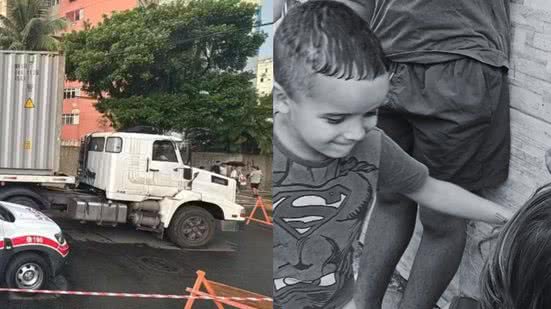 Haniel, de apenas 6 anos, foi atropelado por uma carreta enquanto brincava na rua - Imagem: Reprodução